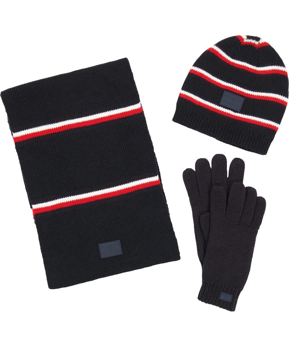 7489 Global Stripe Scarf Beanie and Glove Set, Desert Sky, One Size